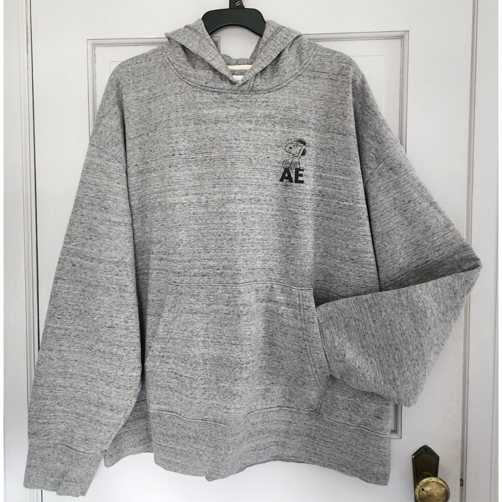 American Eagle Snoopy Hoodie XXL Gray Pullover Sweatshirt